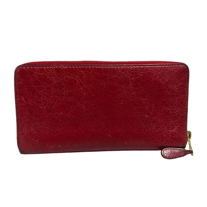 Balenciaga Giant Continental Zip Long Wallet 253053 Red Round Zipper Leather
