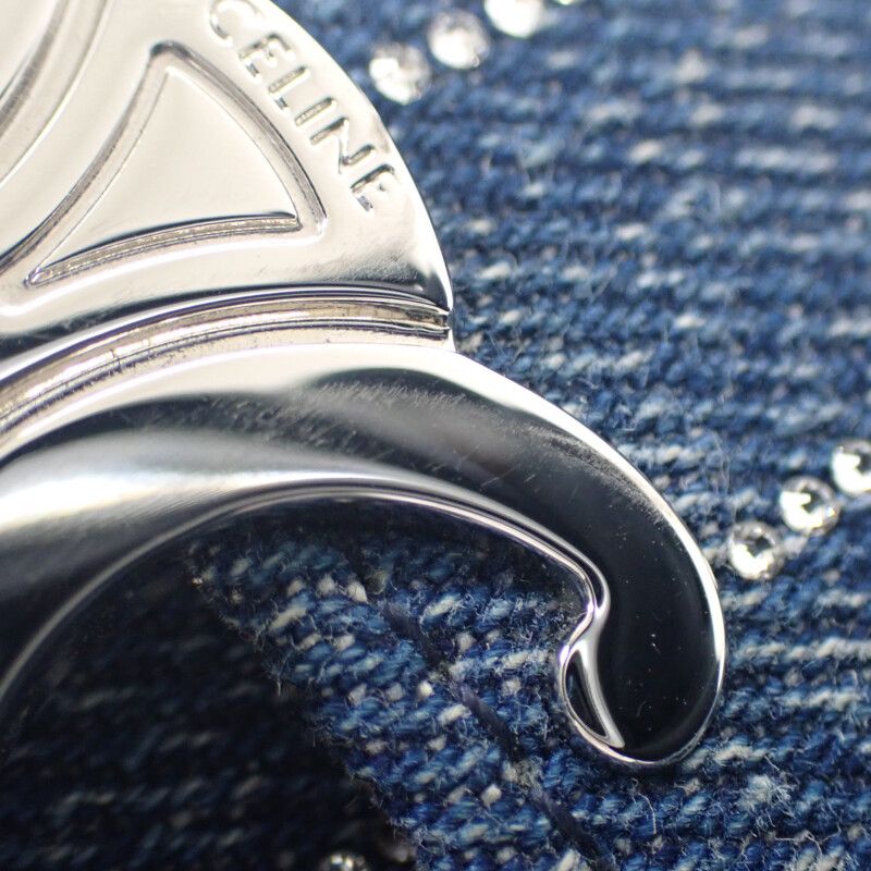 Celine Triomphe Small Flap Wallet 10d782gf4.07fx Trifold Wallet Denim Rhinestone