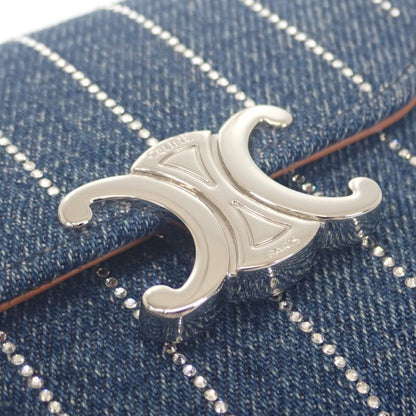 Celine Triomphe Small Flap Wallet 10d782gf4.07fx Trifold Wallet Denim Rhinestone