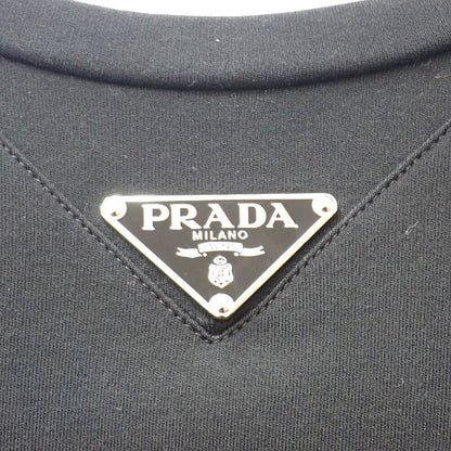 Prada Triangle Logo Ujn861 Short Sleeve T-shirt Cotton Black Mens [grade A