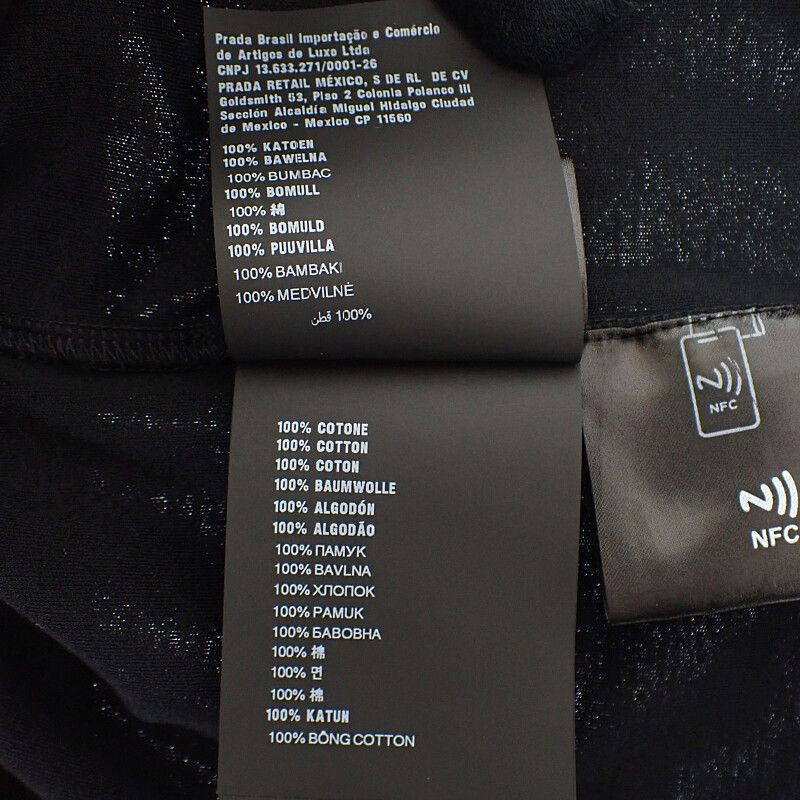 Prada Triangle Logo Ujn861 Short Sleeve T-shirt Cotton Black Mens [grade A