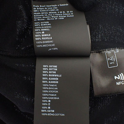 Prada Triangle Logo Ujn861 Short Sleeve T-shirt Cotton Black Mens [grade A