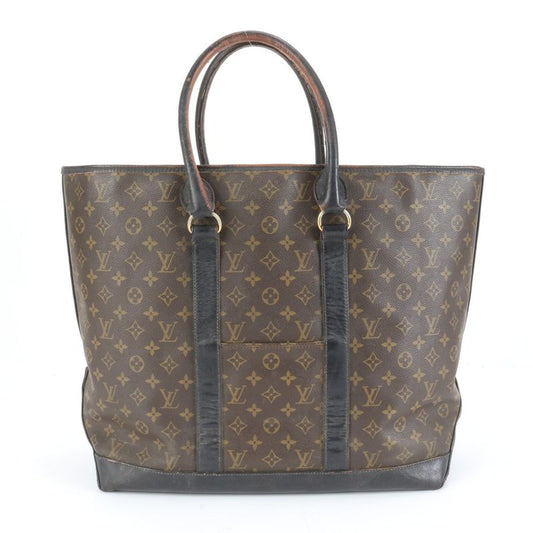 Louis Vuitton Monogram Sac Weekend GM M42420 Leather Tote Bag Shoulder Brown A4