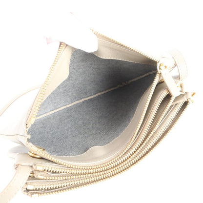 Celine Trio Small Leather Shoulder Bag Crossbody Beige Genuine Leather Women