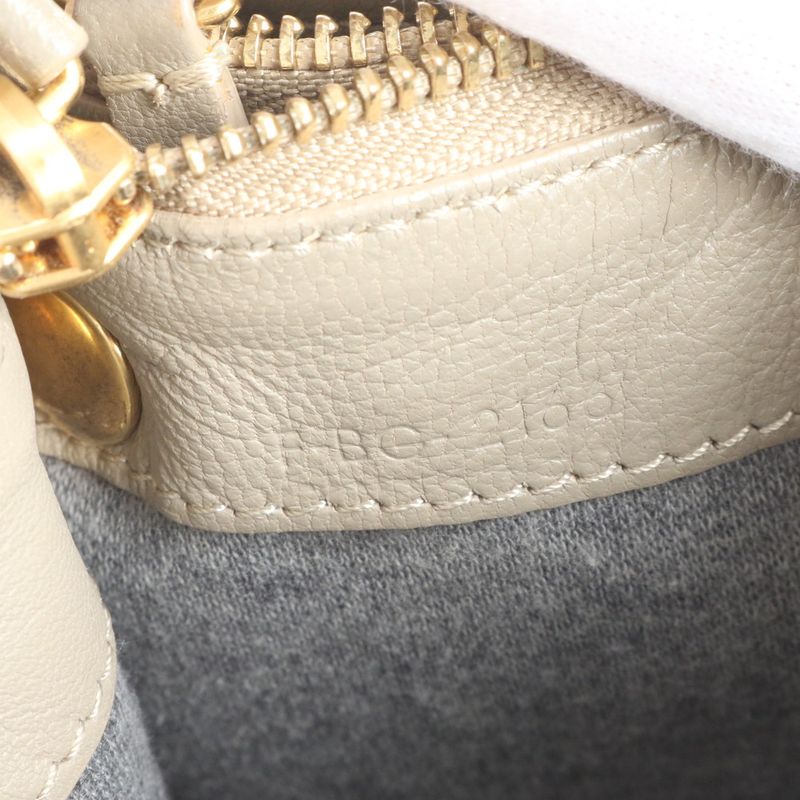 Celine Trio Small Leather Shoulder Bag Crossbody Beige Genuine Leather Women