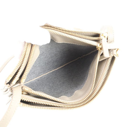 Celine Trio Small Leather Shoulder Bag Crossbody Beige Genuine Leather Women