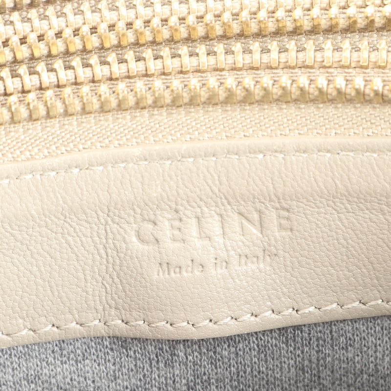 Celine Trio Small Leather Shoulder Bag Crossbody Beige Genuine Leather Women