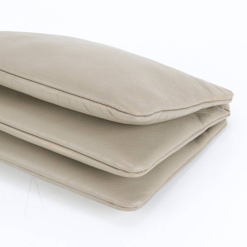 Celine Trio Small Leather Shoulder Bag Crossbody Beige Genuine Leather Women