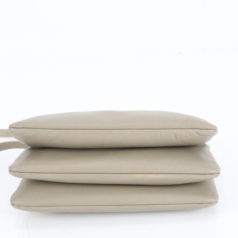 Celine Trio Small Leather Shoulder Bag Crossbody Beige Genuine Leather Women