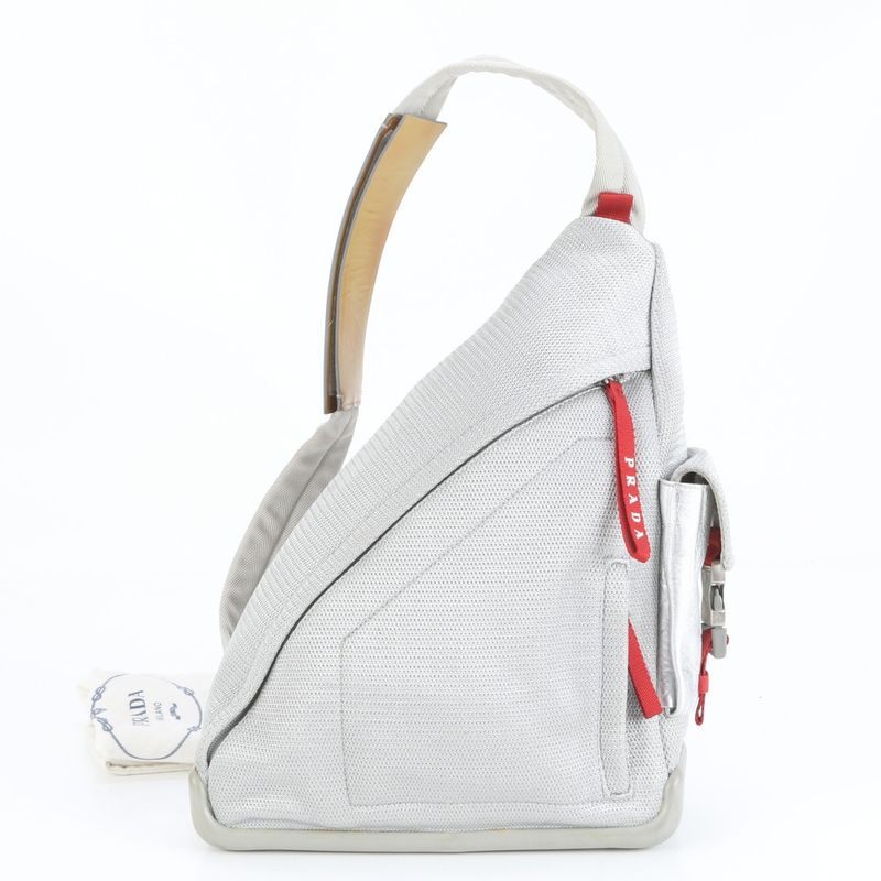 Prada Sport Shoulder Bag Body Waist Pouch Shoulder Silver Men's RUE Db3-2