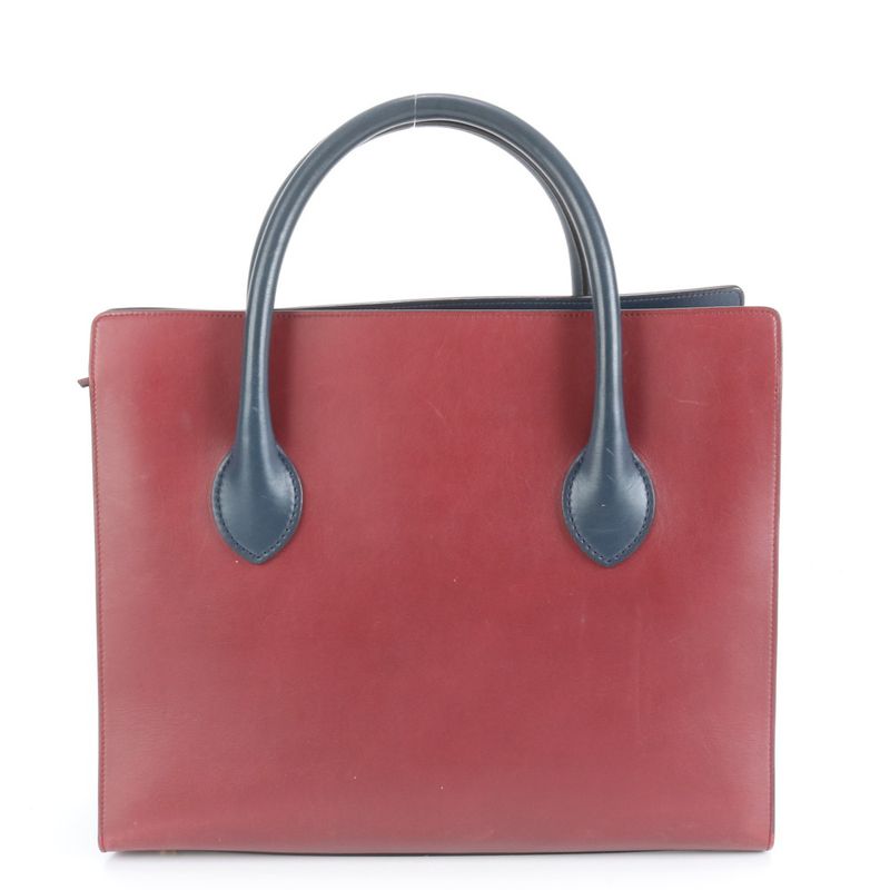 Celine Boxy Leather Tote Bag Shoulder Hand A4 Gold Hardware Women's RUE Db4-1