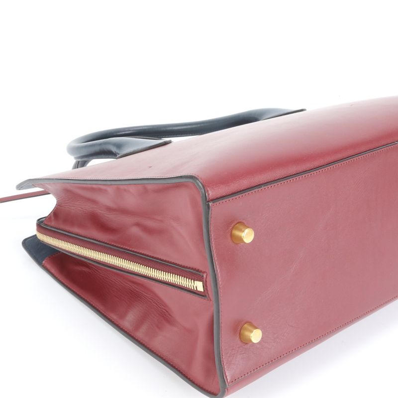 Celine Boxy Leather Tote Bag Shoulder Hand A4 Gold Hardware Women's RUE Db4-1