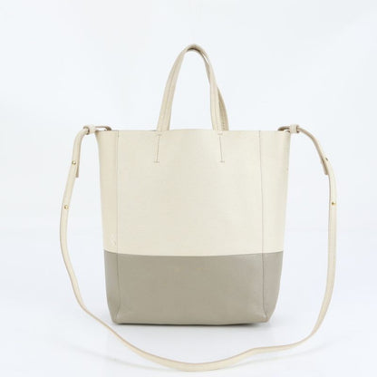 Celine Vertical Cabas Small Leather 2WAY Tote Bag Crossbody Shoulder Gray