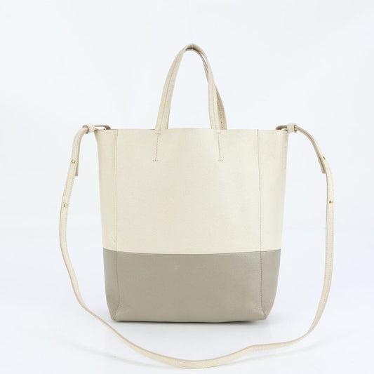 Celine Vertical Cabas Small Leather 2WAY Tote Bag Crossbody Shoulder Gray