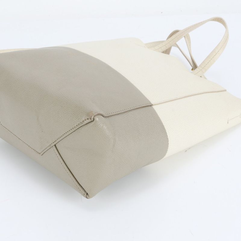 Celine Vertical Cabas Small Leather 2WAY Tote Bag Crossbody Shoulder Gray