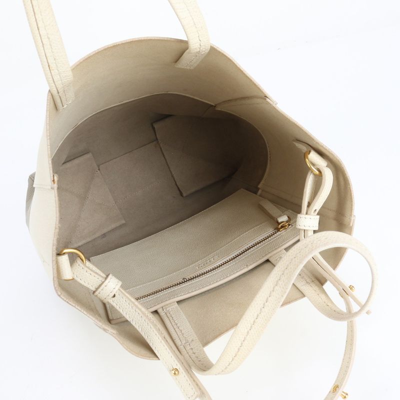 Celine Vertical Cabas Small Leather 2WAY Tote Bag Crossbody Shoulder Gray