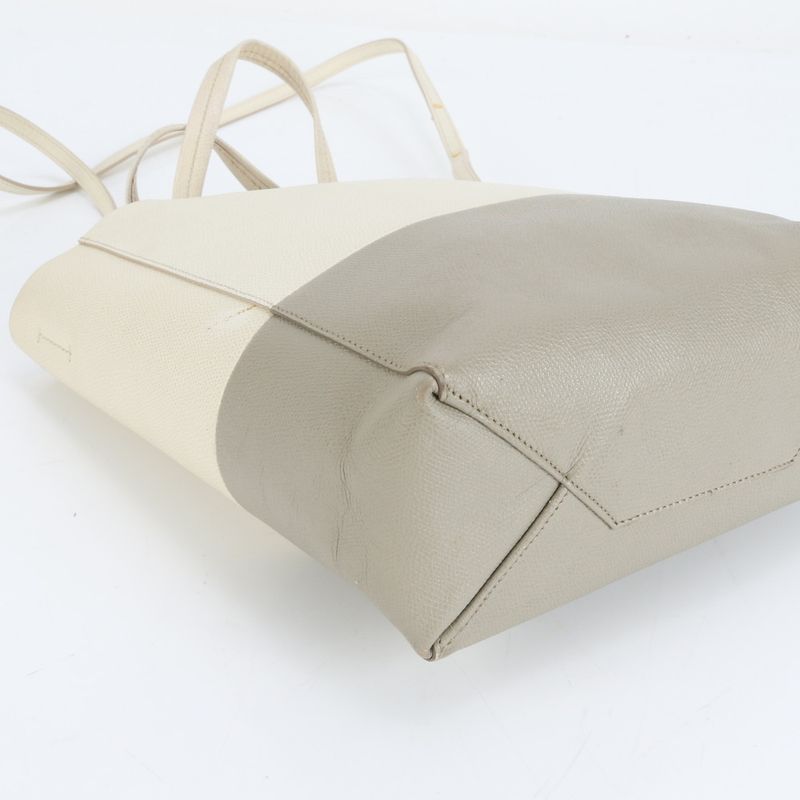 Celine Vertical Cabas Small Leather 2WAY Tote Bag Crossbody Shoulder Gray