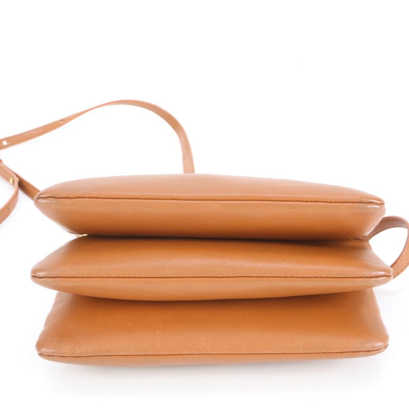 Celine Trio Small Leather Shoulder Bag Crossbody Brown Genuine Leather Women
