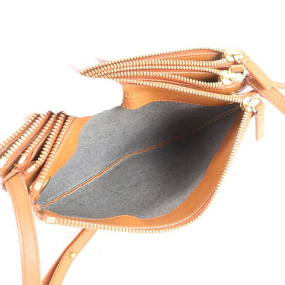 Celine Trio Small Leather Shoulder Bag Crossbody Brown Genuine Leather Women