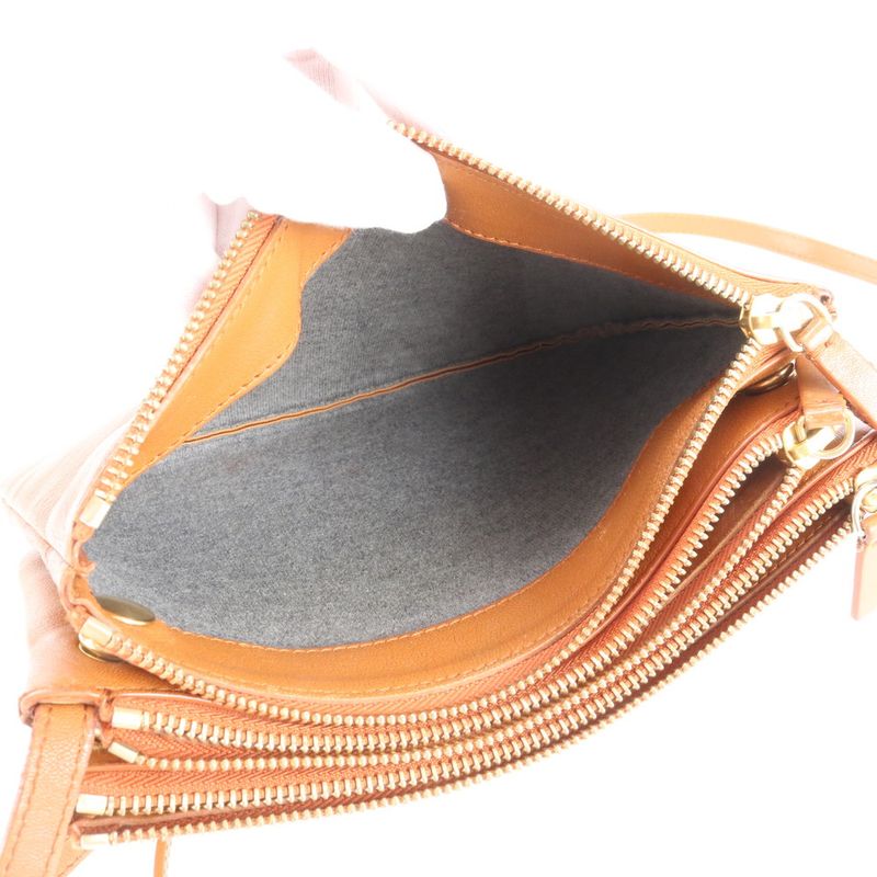 Celine Trio Small Leather Shoulder Bag Crossbody Brown Genuine Leather Women