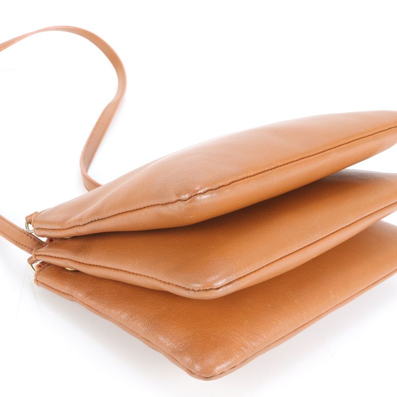 Celine Trio Small Leather Shoulder Bag Crossbody Brown Genuine Leather Women