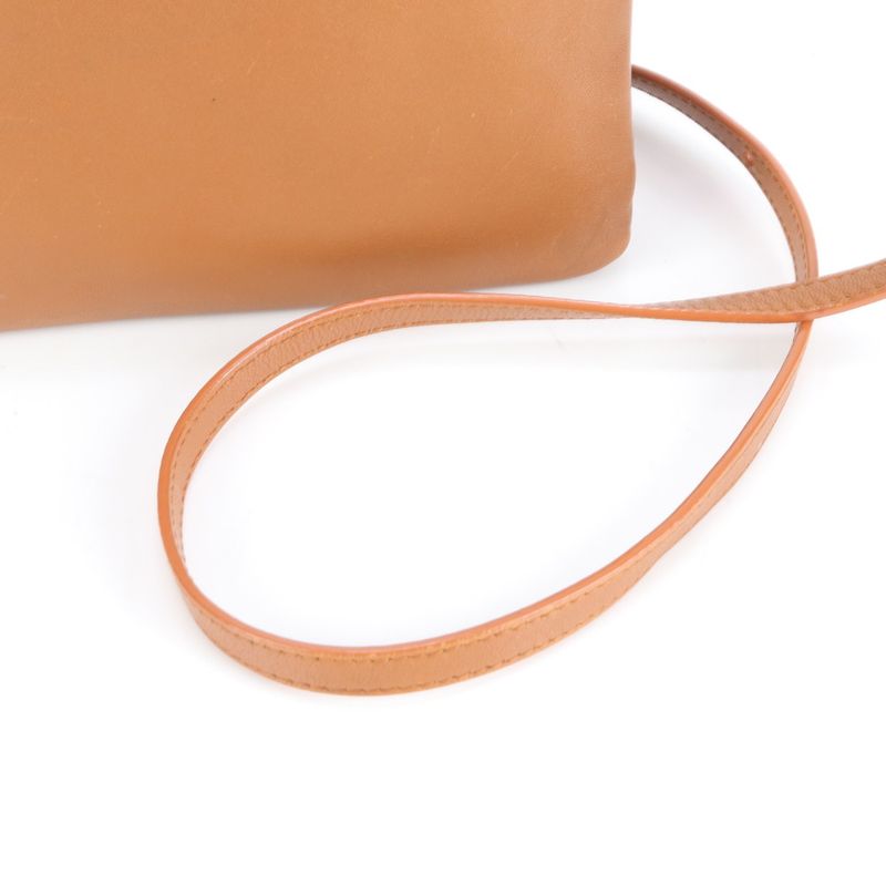 Celine Trio Small Leather Shoulder Bag Crossbody Brown Genuine Leather Women