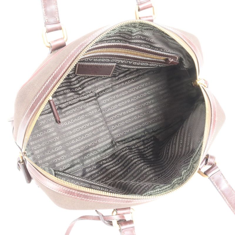 Prada Authenticity With Card Logo Jacquard Mini Boston Bl0262 Leather Tote Bag