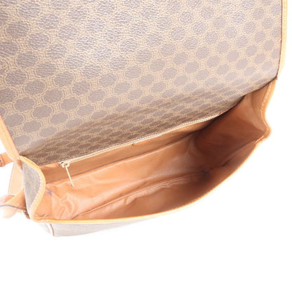 Celine Macadam Leather Shoulder Bag Crossbody Brown Gold Hardware Genuine