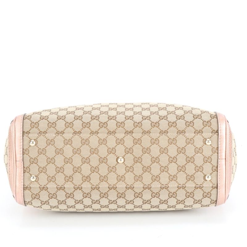 Gucci GG Canvas Bella Bamboo Ribbon Leather Tote Bag Shoulder Hand A4 Ladies