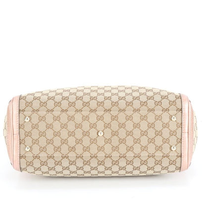 Gucci GG Canvas Bella Bamboo Ribbon Leather Tote Bag Shoulder Hand A4 Ladies