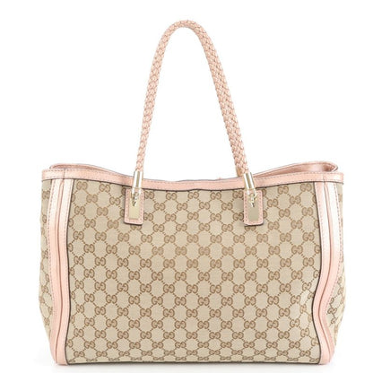 Gucci GG Canvas Bella Bamboo Ribbon Leather Tote Bag Shoulder Hand A4 Ladies