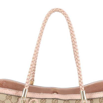Gucci GG Canvas Bella Bamboo Ribbon Leather Tote Bag Shoulder Hand A4 Ladies