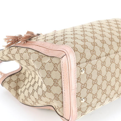 Gucci GG Canvas Bella Bamboo Ribbon Leather Tote Bag Shoulder Hand A4 Ladies