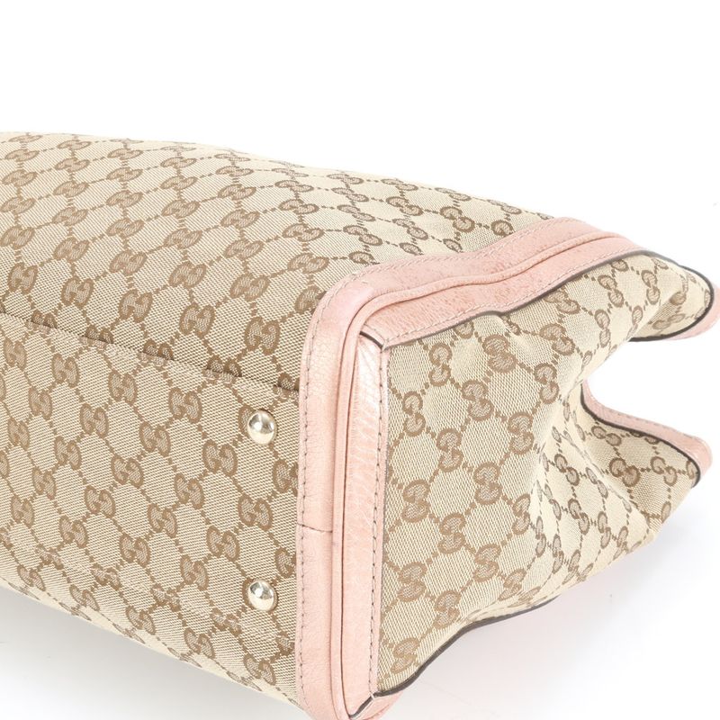 Gucci GG Canvas Bella Bamboo Ribbon Leather Tote Bag Shoulder Hand A4 Ladies