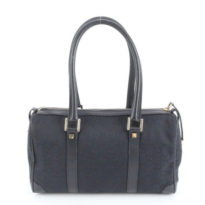 Gucci GG Canvas Mini Boston Leather Handbag Tote 000 0851 Black Gold Hardware