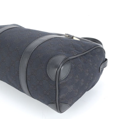 Gucci GG Canvas Mini Boston Leather Handbag Tote 000 0851 Black Gold Hardware