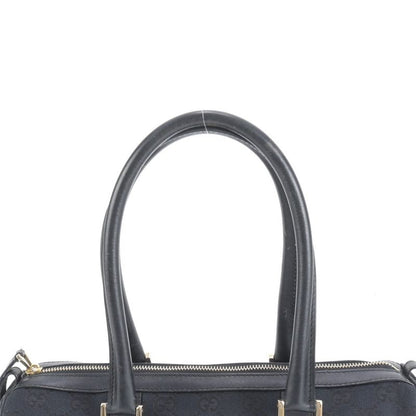 Gucci GG Canvas Mini Boston Leather Handbag Tote 000 0851 Black Gold Hardware