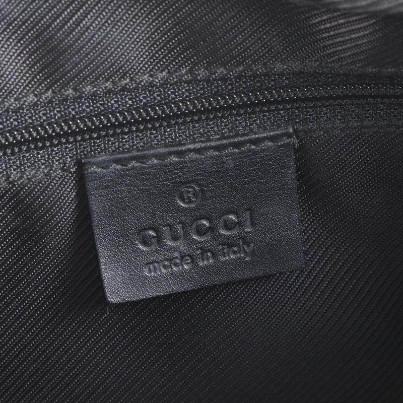 Gucci GG Canvas Mini Boston Leather Handbag Tote 000 0851 Black Gold Hardware