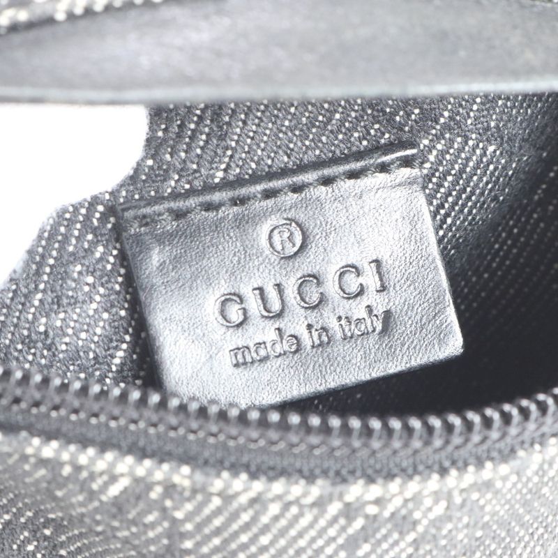 Gucci GG Canvas 28566 Leather 2WAY Body Bag Crossbody Body Waist Pouch Black