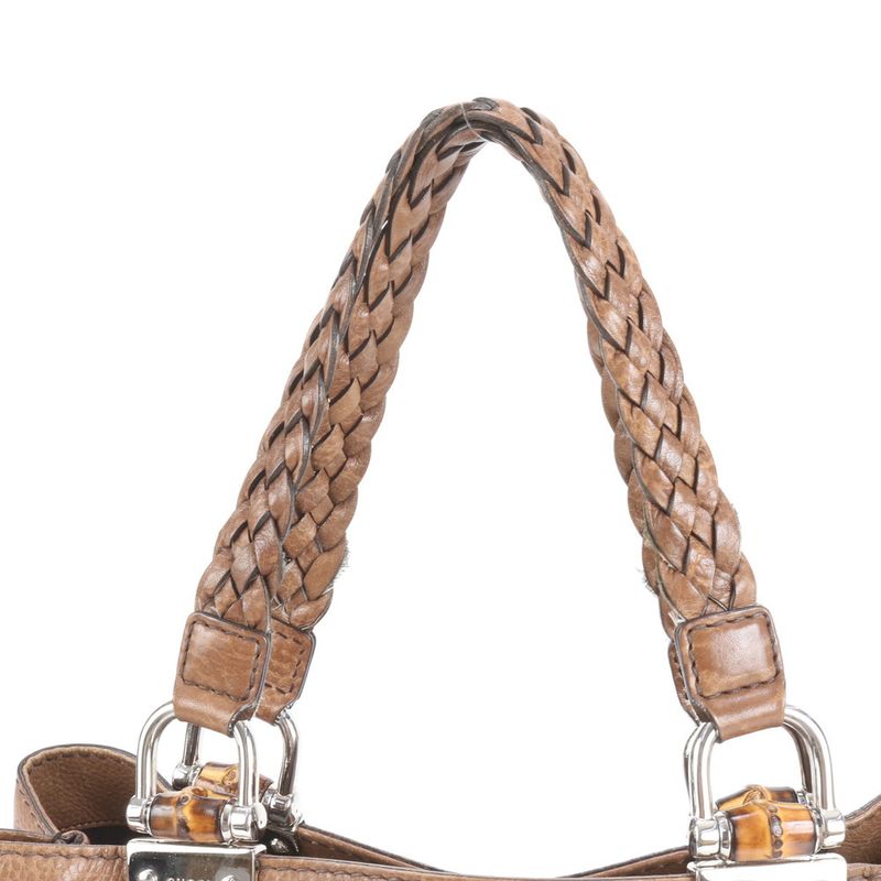 Guccissima Bamboo Leather Tote Bag Shoulder 232947 Hand Brown A4 Ladies RUE