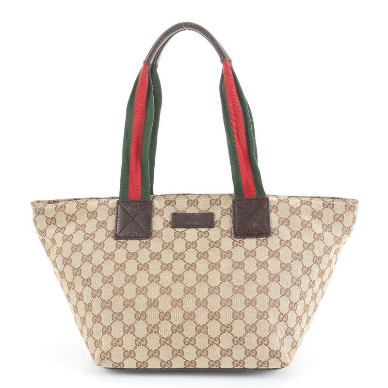 Gucci GG Canvas Sherry Line Leather Tote Bag Shoulder 131230 Hand Women RUE