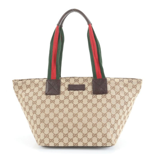 Gucci GG Canvas Sherry Line Leather Tote Bag Shoulder 131230 Hand Women RUE