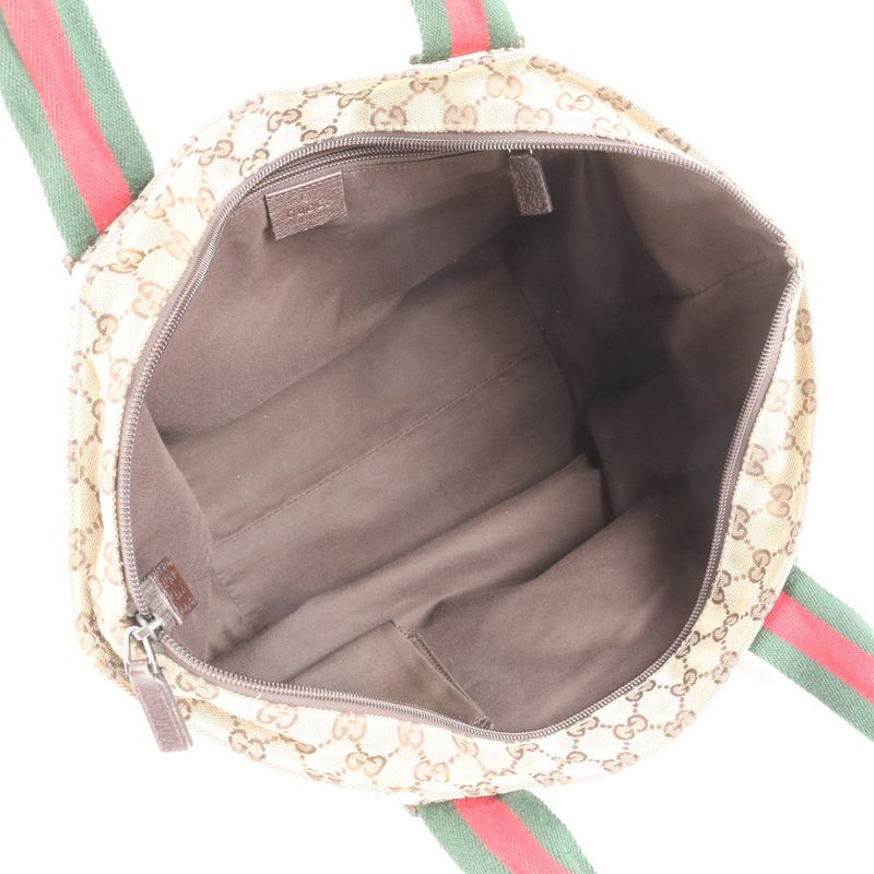 Gucci GG Canvas Sherry Line Leather Tote Bag Shoulder 131230 Hand Women RUE