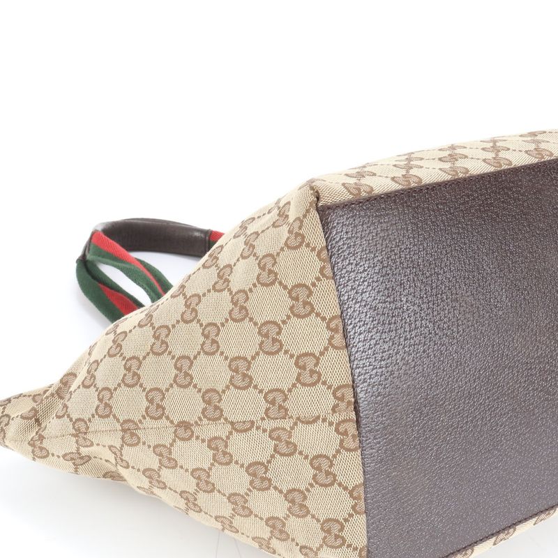 Gucci GG Canvas Sherry Line Leather Tote Bag Shoulder 131230 Hand Women RUE