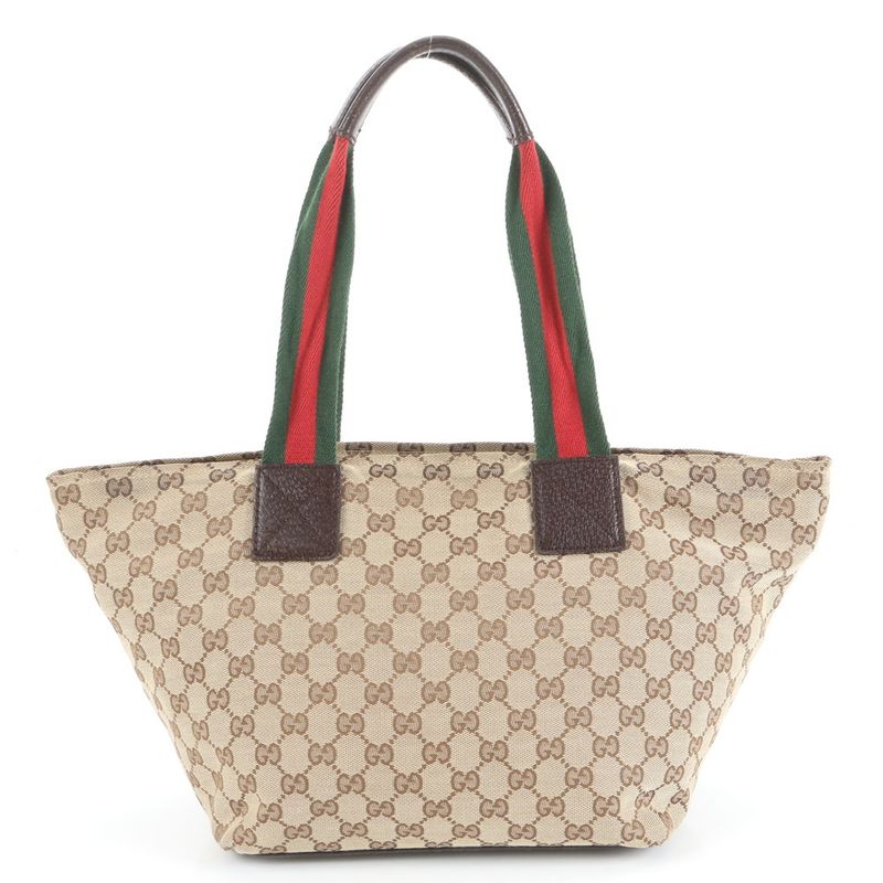 Gucci GG Canvas Sherry Line Leather Tote Bag Shoulder 131230 Hand Women RUE