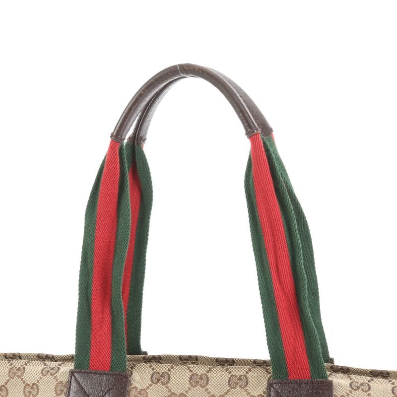 Gucci GG Canvas Sherry Line Leather Tote Bag Shoulder 131230 Hand Women RUE