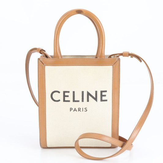 Celine Vertical Cabas Mini Leather 2WAY Shoulder Bag Crossbody Hand Tote Women