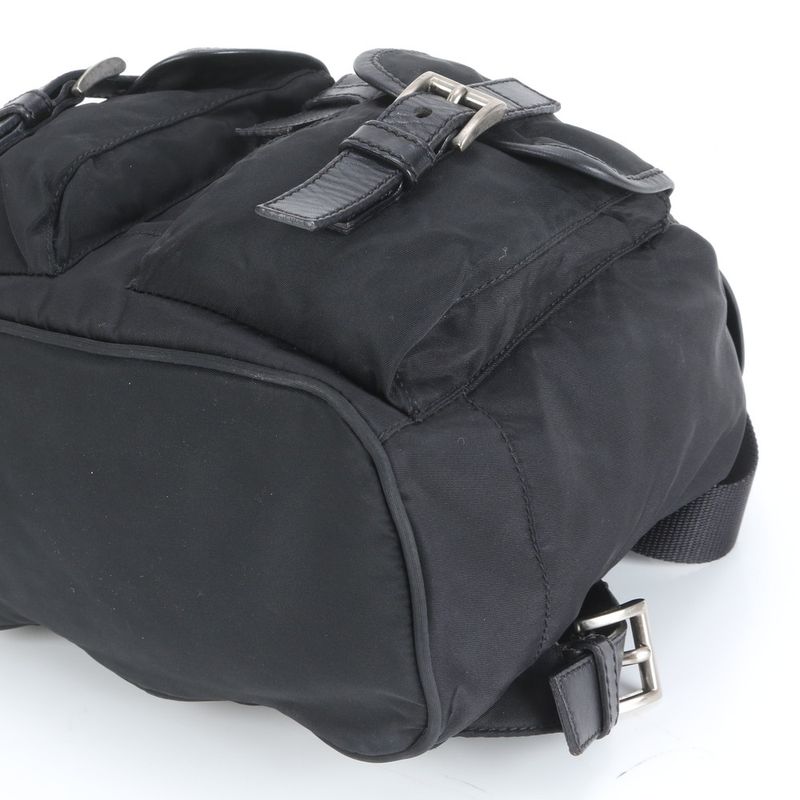 Prada Tessuto Nylon Triangle Logo Leather Backpack Sac Backpack Women RUE Db2-6