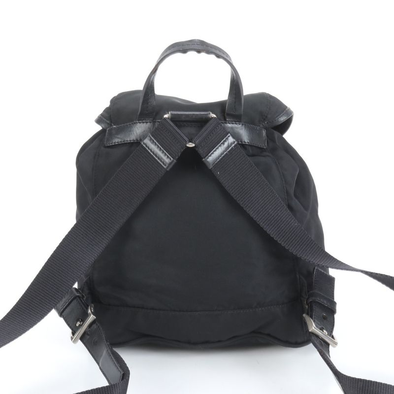 Prada Tessuto Nylon Triangle Logo Leather Backpack Sac Backpack Women RUE Db2-6