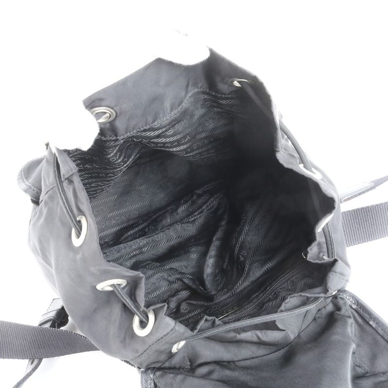 Prada Tessuto Nylon Triangle Logo Leather Backpack Sac Backpack Women RUE Db2-6